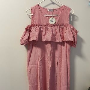 Womens red and white striped dress